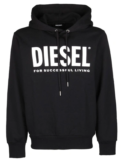 Shop Diesel Logo Printed Hoodie In Black