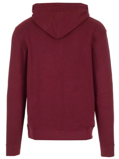 Shop Loewe Anagram Embroidered Hoodie In Red