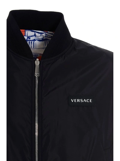 Shop Versace Reversible Bomber Jacket In Multi
