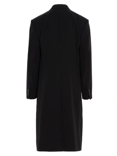 Shop Balenciaga Double Breasted Coat In Black