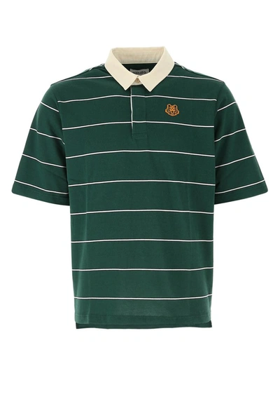 Shop Kenzo Embroidered Oversize Striped Polo Shirt In Green