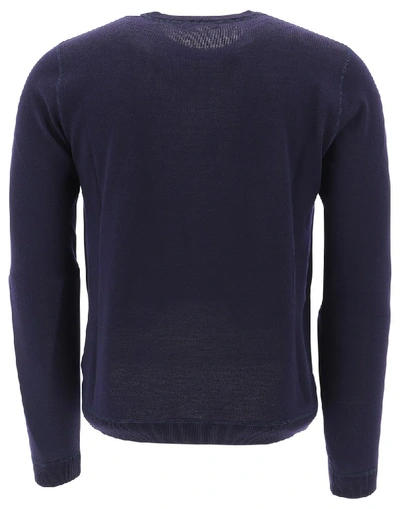 Shop Prada Logo Embroidered Sweater In Blue