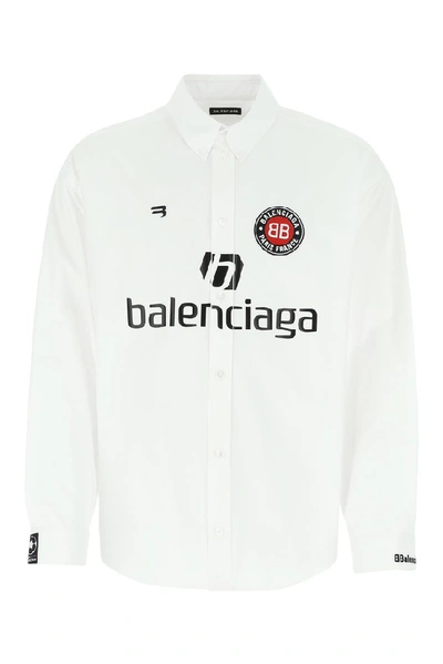 Shop Balenciaga Sponsor Print Oversized Shirt In White