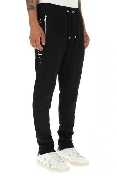 Shop Balmain Logo Printed Drawstring Jogger Pants In Black