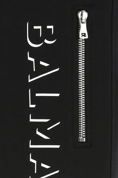Shop Balmain Logo Printed Drawstring Jogger Pants In Black