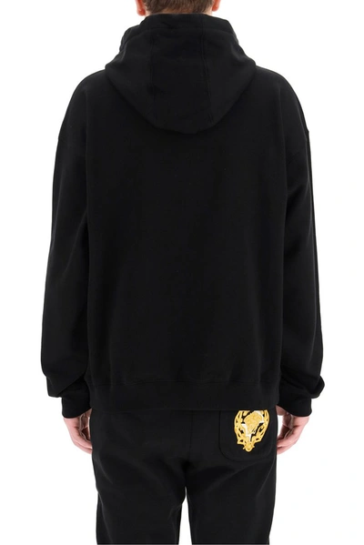 Shop Versace Logo Hooded Sweatshirt In Black