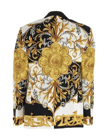 Shop Versace Baroque Tuxedo Blazer In Multi