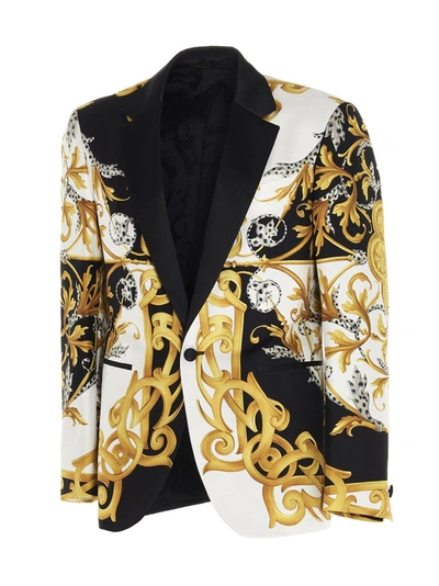 Shop Versace Baroque Tuxedo Blazer In Multi