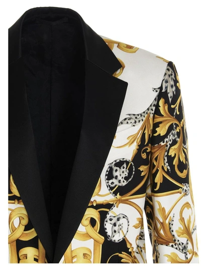 Shop Versace Baroque Tuxedo Blazer In Multi