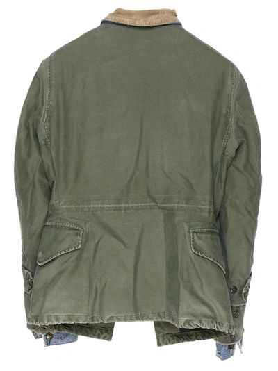 Shop Greg Lauren Patchwork Cargo Jacket In Green