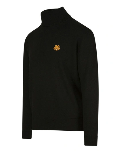 Shop Kenzo Tiger Crest Rollneck Sweater In Black