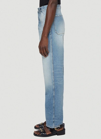 Shop Gucci Distressed Wide Leg Jeans In Blue