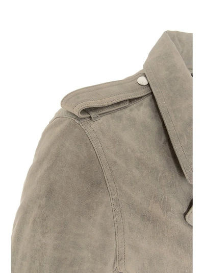 Shop Rick Owens Stooges Biker Jacket In Grey