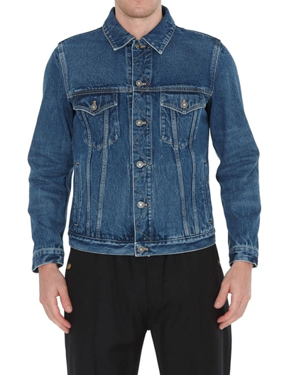 Shop Givenchy Logo Denim Jacket In Blue