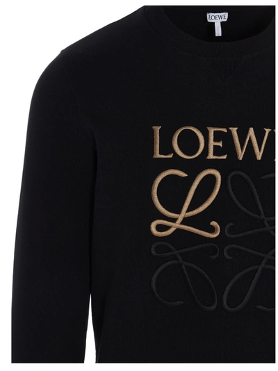 Shop Loewe Anagram Embroidered Sweatshirt In Black