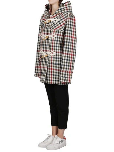 Shop Jw Anderson Plaid Hooded Coat In Multi