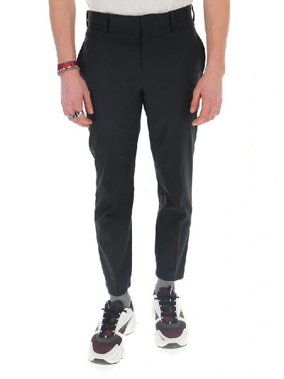 Shop Neil Barrett Tapered Cropped Chinos In Black