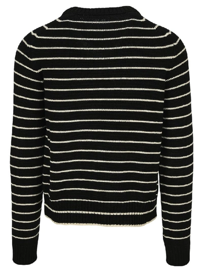 Shop Saint Laurent Striped Knit Sweater In Black