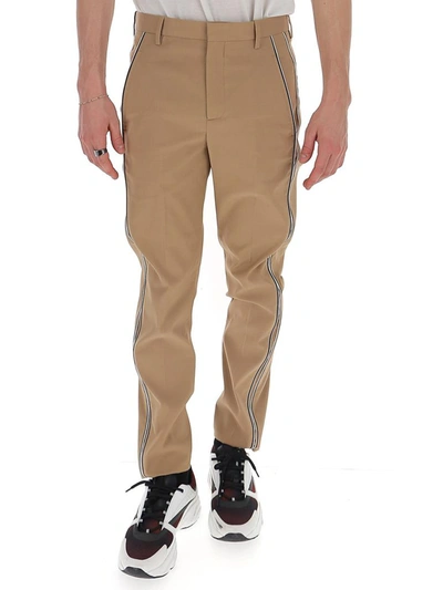 Shop Neil Barrett Side Stripe Chino Trousers In Beige