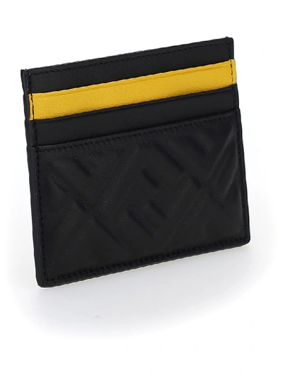 Shop Fendi Ff Motif Embossed Card Holder In Black