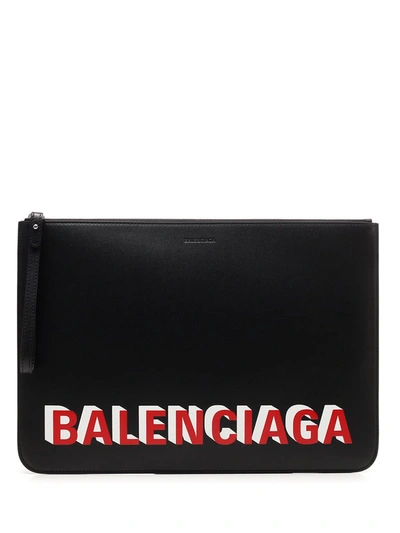 Shop Balenciaga 3d Logo Clutch In Black