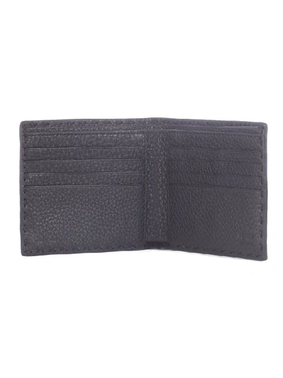 Shop Fendi Selleria Bifold Wallet In Grey