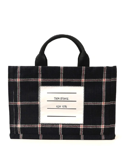 Shop Thom Browne Patch Detail Tote Bag In Navy