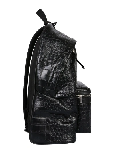 Shop Saint Laurent City Embossed Backpack In Black