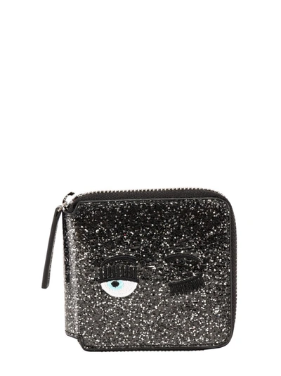 Shop Chiara Ferragni Flirting Glitter Wallet In Black