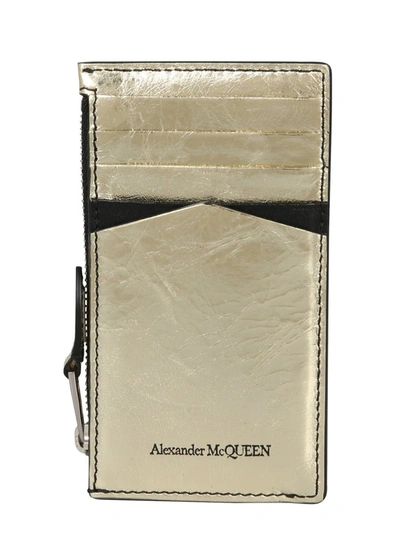 Shop Alexander Mcqueen Skull Wallet In Gold
