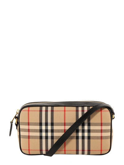 Shop Burberry Classic Checked Shoulder Bag In Beige