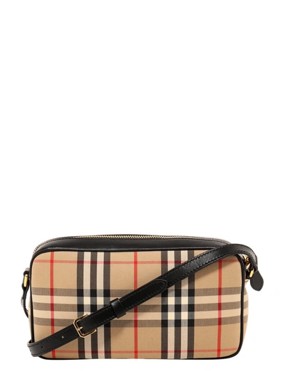 Shop Burberry Classic Checked Shoulder Bag In Beige