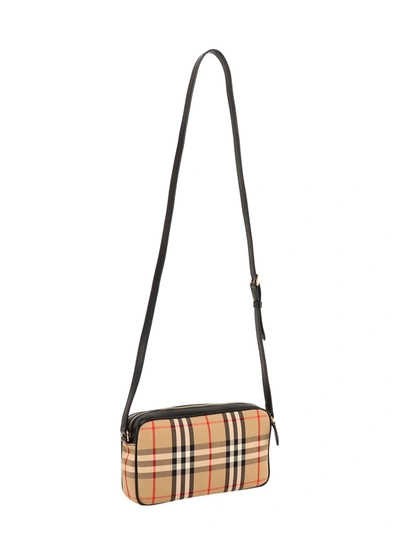 Shop Burberry Classic Checked Shoulder Bag In Beige