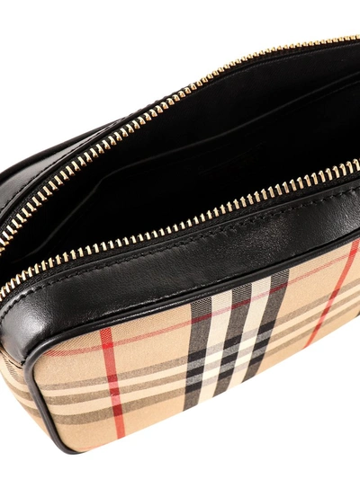 Shop Burberry Classic Checked Shoulder Bag In Beige