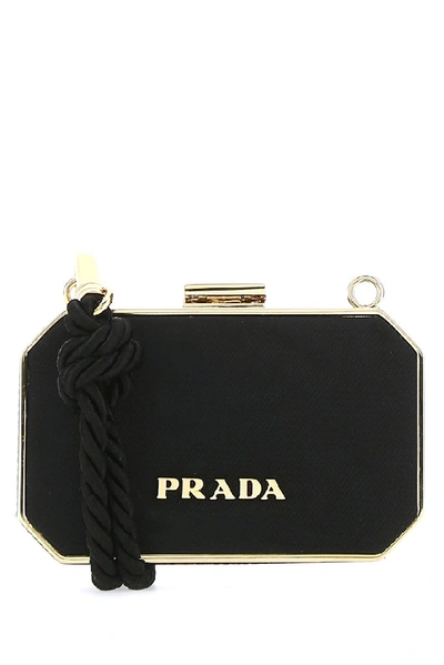 Shop Prada Logo Mini Clutch Bag In Black