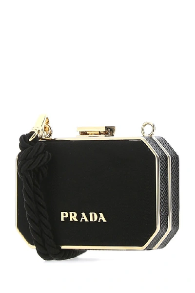 Shop Prada Logo Mini Clutch Bag In Black