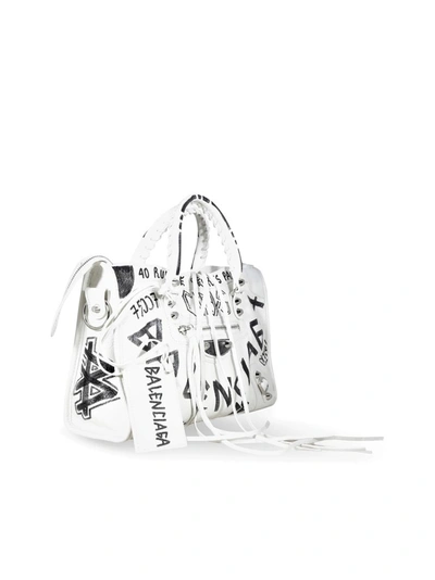 Shop Balenciaga Graffiti City Shoulder Bag In White
