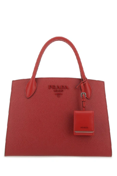 Shop Prada Monochrome Handbag In Red