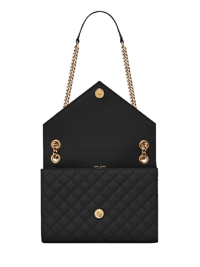 Shop Saint Laurent Matelassé Envelope Medium Shoulder Bag In Black