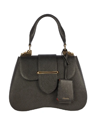 Shop Prada Medium Sidonie Saffiano Shoulder Bag In Black