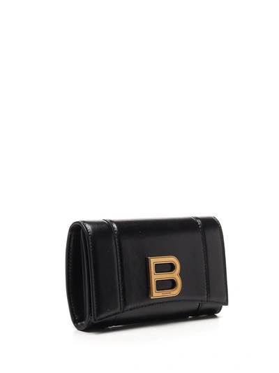 Shop Balenciaga Hourglass Medium Wallet In Black