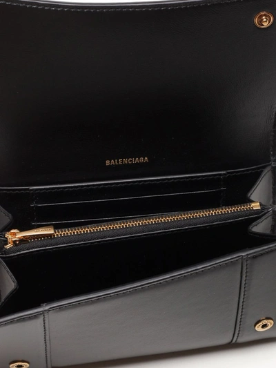 Shop Balenciaga Hourglass Medium Wallet In Black