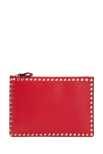 Shop Valentino Garavani Rockstud Clutch Bag In Red