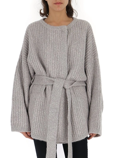 Shop See By Chloé Oversize Belted Cardigan In Grey