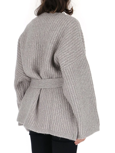 Shop See By Chloé Oversize Belted Cardigan In Grey