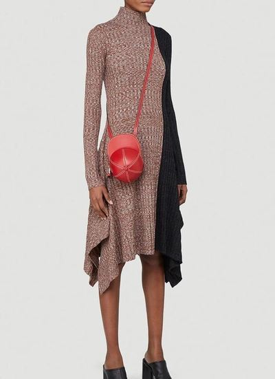 Shop Jw Anderson Asymmetric Contrast Dress In Brown