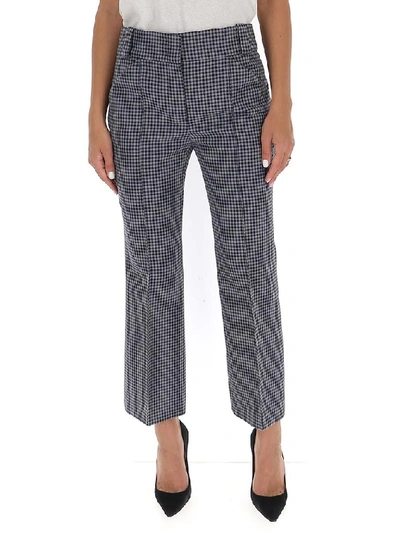 Shop Fendi Vichy Trousers In Blue