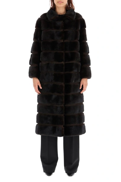 Shop Simonetta Ravizza Quilted Fur Coat In Black