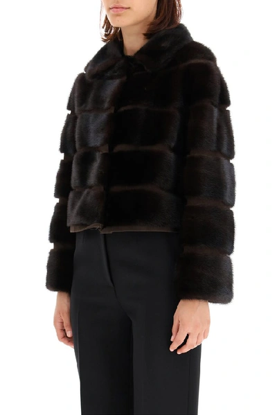 Shop Simonetta Ravizza Quilted Fur Coat In Black