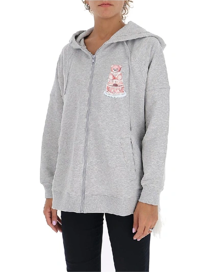 Shop Moschino Teddy Cake Hoodie In Grey